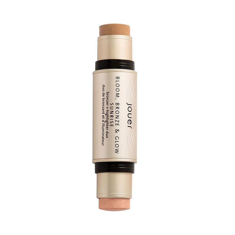 Jouer Bloom, Bronze & Glow Bronzer + Highlighter Duo Bronzer Sunrise Bronzer & Rose Quartz Highlighter  
