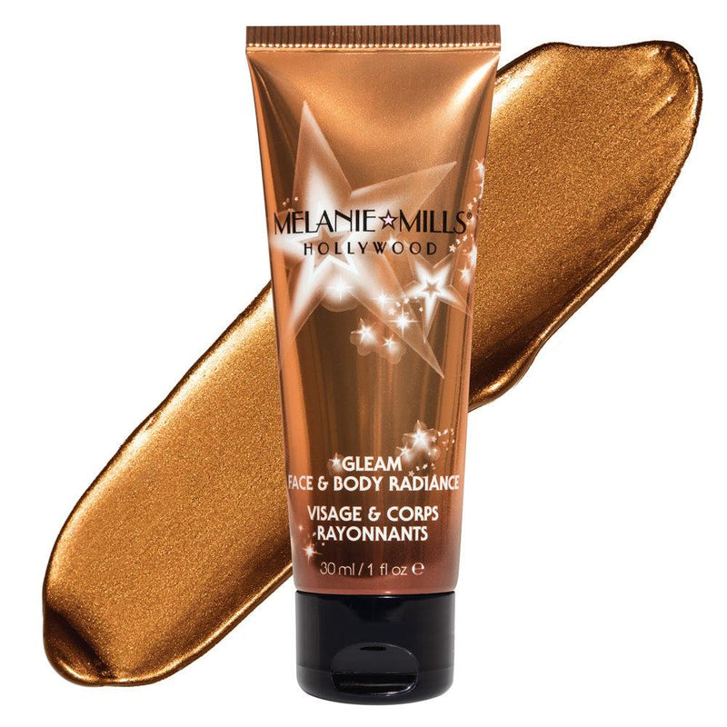 Melanie Mills Hollywood Gleam Face & Body Radiance 1oz. Body Bronzer Deep Gold Radiance  